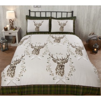 Kronhjort sengetøj 135cm x 200cm, Grøn