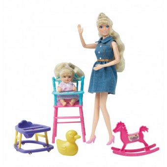 Kari Michell Babysitter dukke med baby og højstol