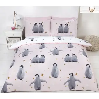 Stjerneklare pingviner Sengetøj, Pink