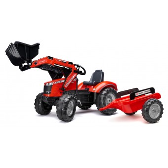 Massey Ferguson S8740 Pedal traktor til børn m/Frontskovl + Trailer