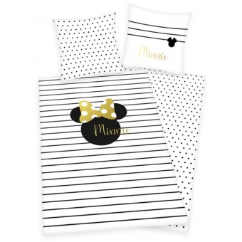 Minnie Mouse Sengetøj med guldprint - 100 procent bomuld