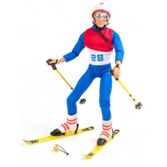 Action Figur som står på ski med tilbehør 30,5cm