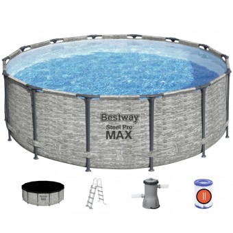 Bestway Steel Pro Max Frame Pool 427 x 122 cm m/pumpe, stige m.v.