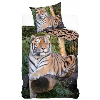 Tiger på træ Sengetøj 140 x 200, 100 procent bomuld