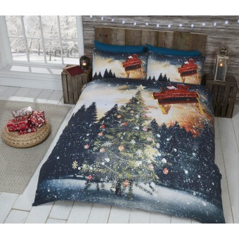 Juletræ Nordlys Sengetøj til børn med glitter 220x230cm