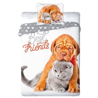 Hund og kat 'Best Friends' Sengetøj - 100 procent bomuld